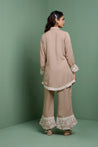 ZAHA - Pastel Brown  Embroidered Two Piece Set