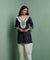 MASTANEY - Cotton Black & White Short Kurta With Pleated Pant