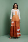 LEHER - Rust Ombre Tiered Gown With Knit Jacket