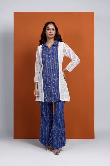 DHUNKI- Denim Look Short Kurta Embroidered Two Piece Set