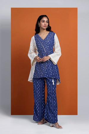 DHUNKI - Denim Look  Embroidered Two Piece Set