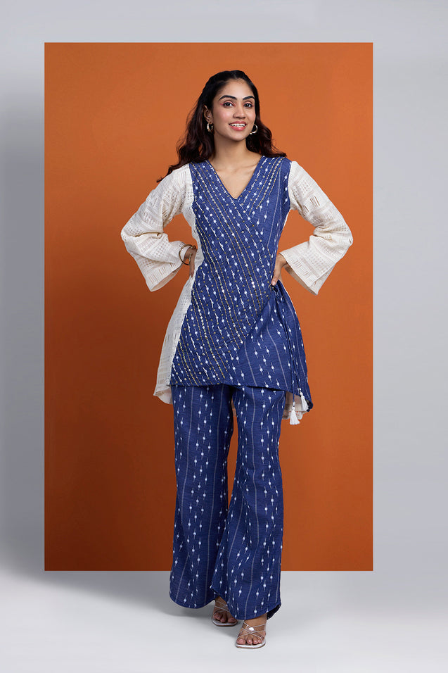 DHUNKI - Denim Look  Embroidered Two Piece Set