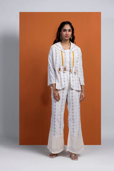 HOOR -Indo off-white Boho  Blazer Set