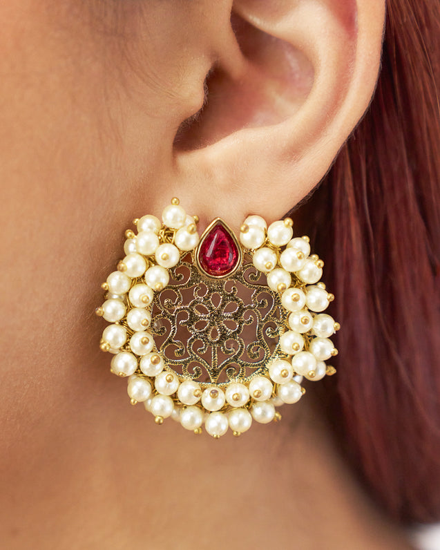 SANJH Ruby Stone Stud