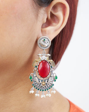 ZOYA Red German Silver Earring