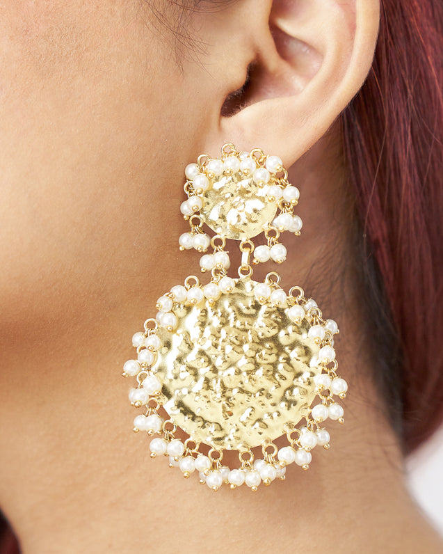 SANJH Ethnic Golden pearl Earrings