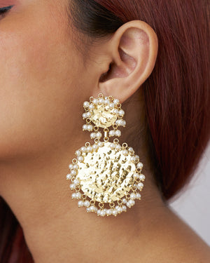 SANJH Ethnic Golden pearl Earrings