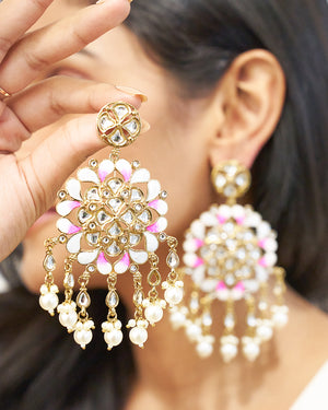 MORNI Meenakari white earrings