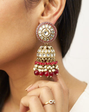 RUMI Maroon Kundan Jhumkas