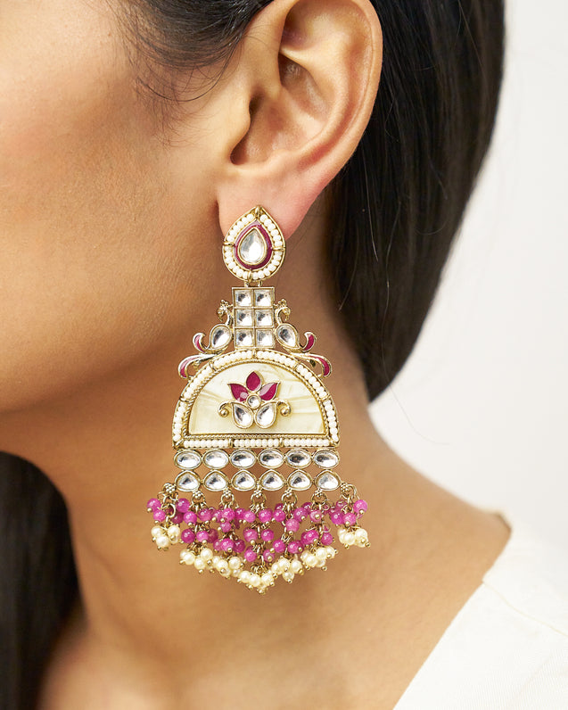 RUMI Purple Kundan pearl earrings