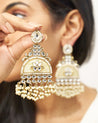 RUMI White golden kundan pearl earrings