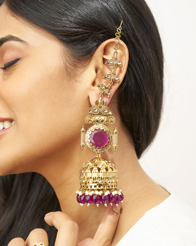 LAYLA Ethnic Purple Statement Earrings