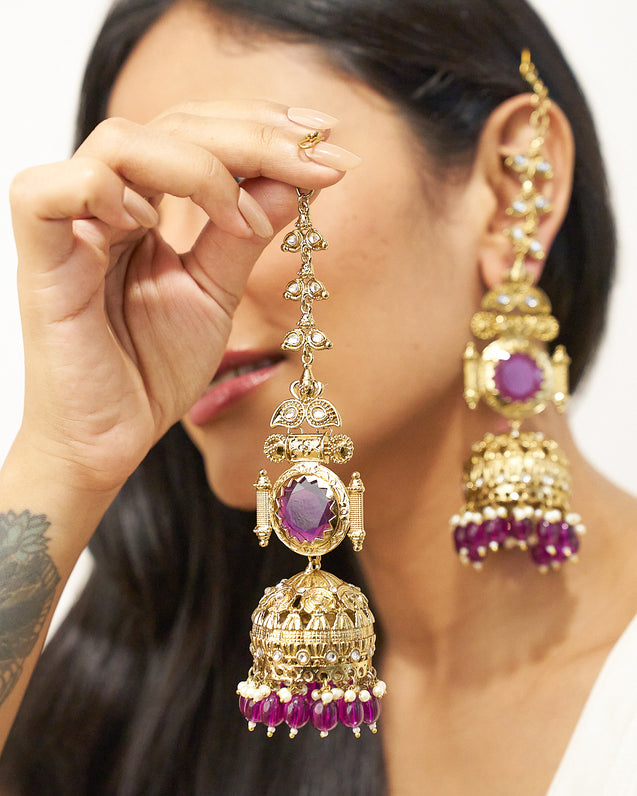 LAYLA Ethnic Purple Statement Earrings