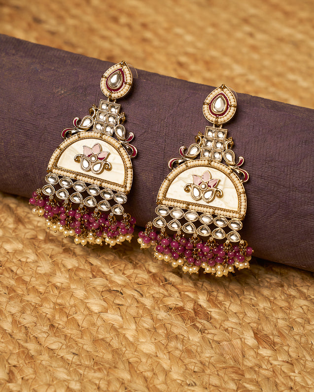 RUMI Purple Kundan pearl earrings