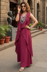 Rozana - Beetroot Pink long Gown With Jacket