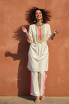 JUGNI-Neon Off-white Solid  Two -Piece Set