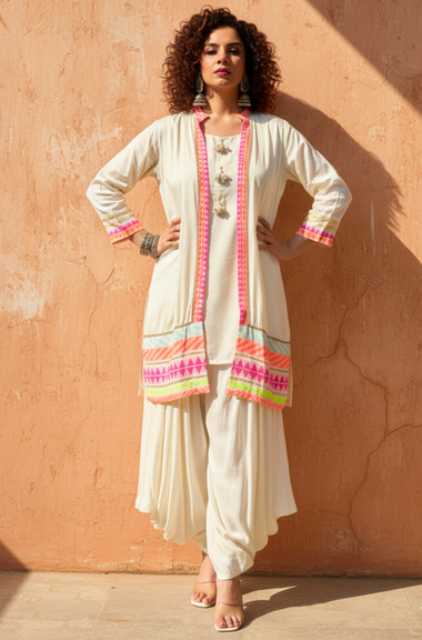 JUGNI-Neon off-white Jacket with Inner and Goro  Pant