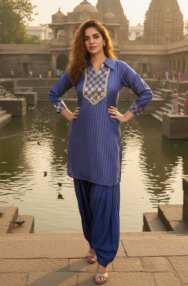 NOORANI-Persian Indigo Two Piece Patiala Set