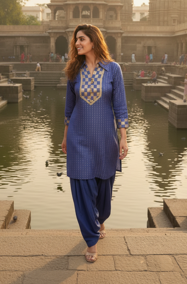 NOORANI-Persian Indigo Two Piece Patiala Set