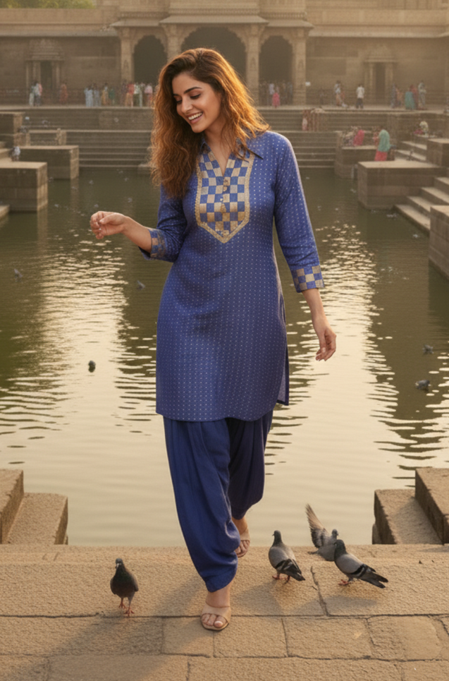 NOORANI-Persian Indigo Two Piece Patiala Set
