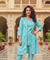 PHULJARI- Pastel Blue Three Piece set with Inner and Jacket
