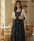 REZAAR- Black Tiered Gown With Knit Jacket