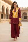 PHULJARI - Elegant Maroon Farshi Salwar Set With Potli Bag