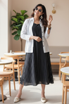 REZAAR-Striped A-line Dress With Shirt