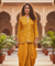 FITOOR-Golden Mustard Short Kurta with Drape Skirt