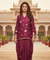 FITOOR-Plum Wine Short Kurta With Drape Skirt