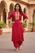 PHULJARI- Red Festive Jacquard Pathani Set