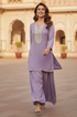FITOOR -Lavender Short Kurta With Cowl Pant