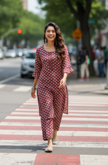 Wine Motif  Printed Two Piece Set