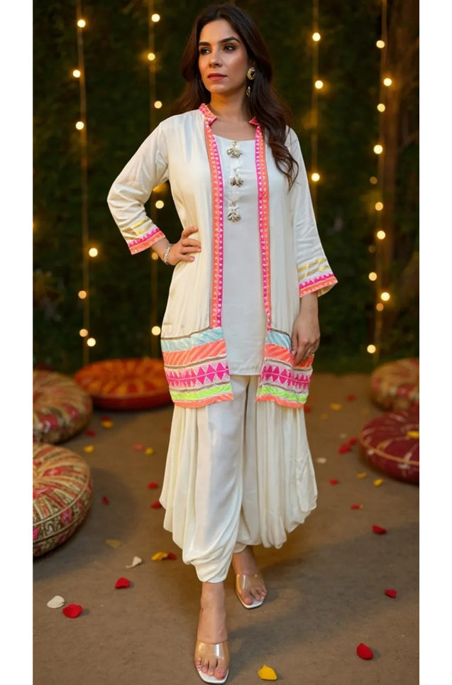 JUGNI-Neon off-white Jacket with Inner and Goro  Pant