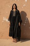 ROOH- Black Anarkali  Three piece set with Dupatta