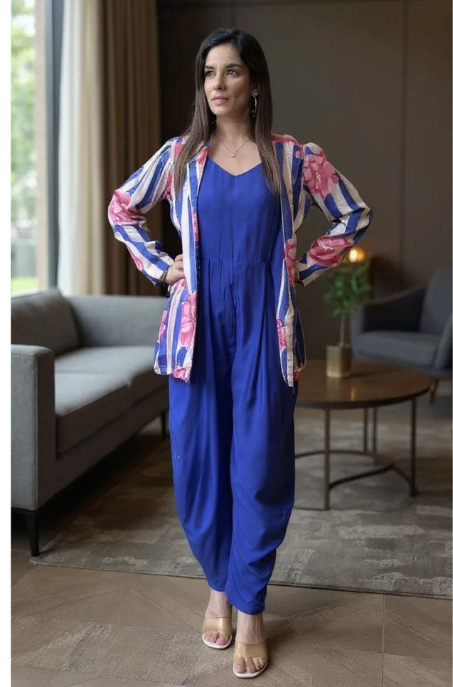 Blue  Jumpsuit With jacket