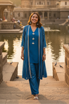 RANGAT- Cobalt Blue  Kurta with Pant and Jacket