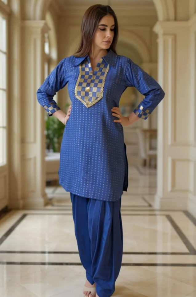 NOORANI-Persian Indigo Two Piece Patiala Set