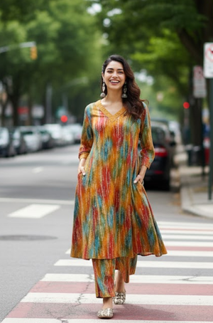 Multicolor Printed Two Piece Set