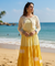LEHER -Yellow Ombre Tiered Gown With Knit Jacket