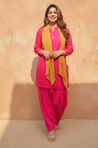 PHULJARI - Hot Pink Jacquard Patiala Set With Stole