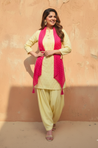 PHULJARI - Butter Yellow Jacquard Patiala Set With Stole