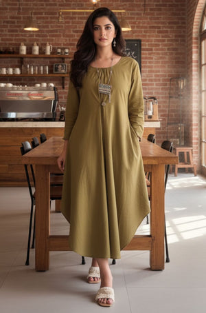 REZAAR-Olive Green  Cowl Dress