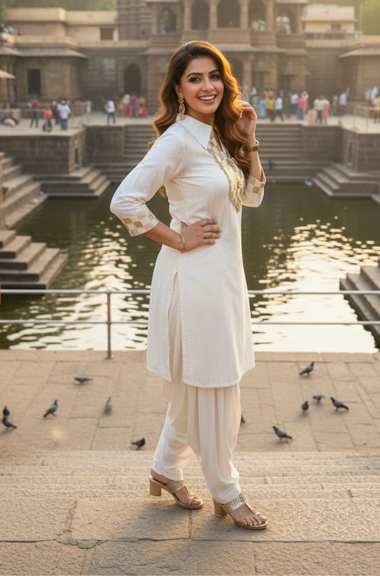 NOORANI-Cream Two Piece Patiala Set