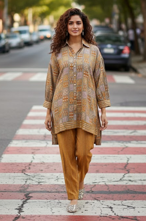 Mustard Printed Two Piece Set