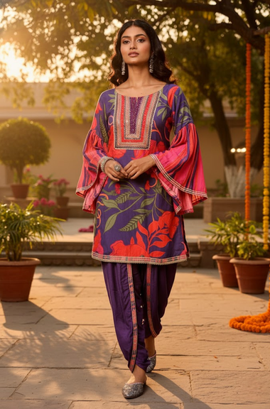 MASAKALI-Royal Purple & Pink Two Piece Set