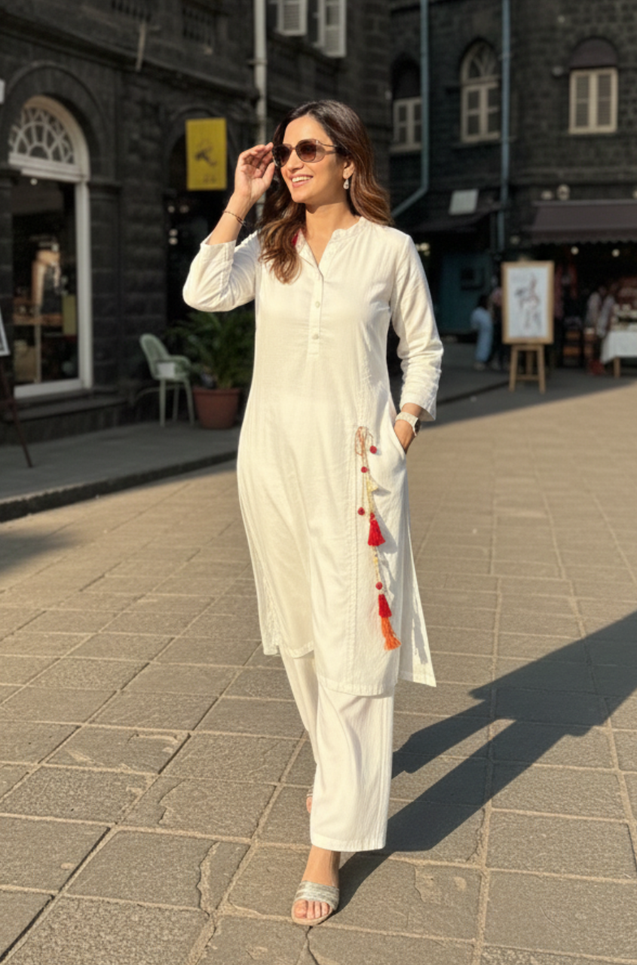 Rozana - Not-So-Basic White Co-Ord Kurta set