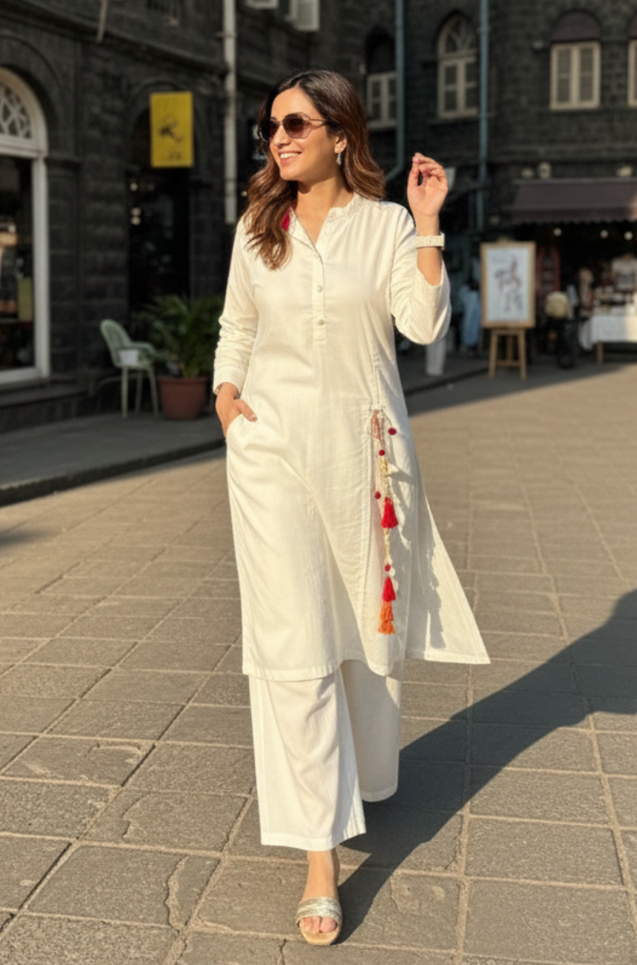 Rozana - Not-So-Basic White Co-Ord Kurta set