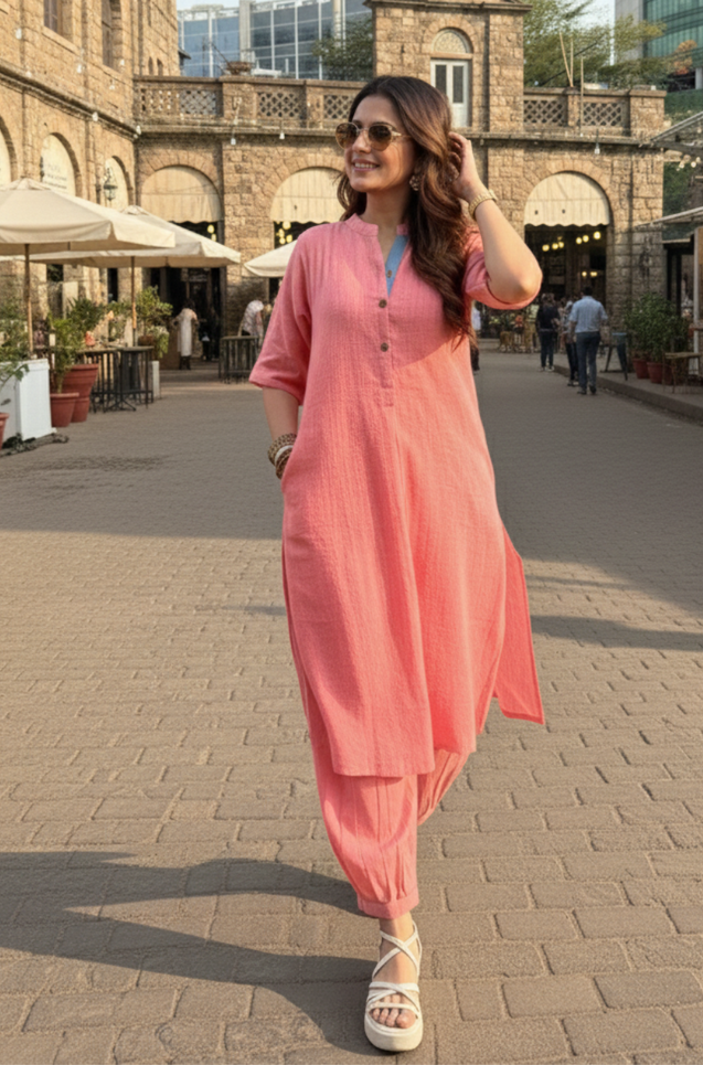 Rozana - AM to PM Coral Pink Co-ord Set