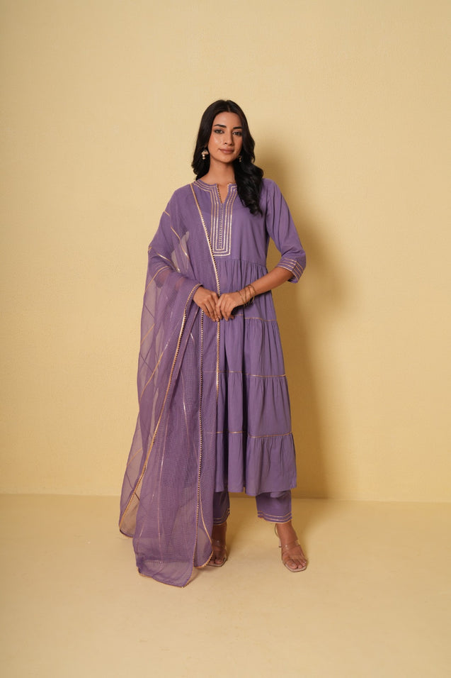 ROOH- Lavender Anarkali  Three piece set with Dupatta